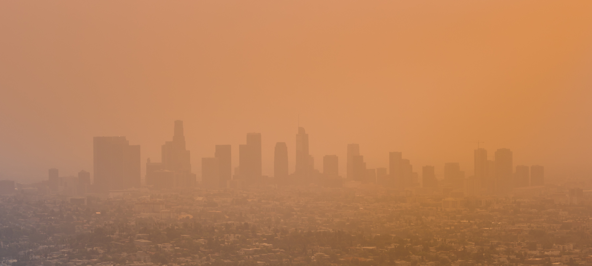 Air pollution smog over the city of Los Angeles