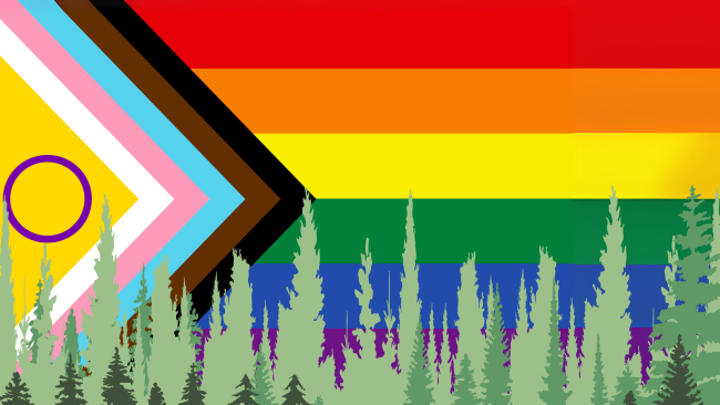 LGBTQ Pride Flag with Trees