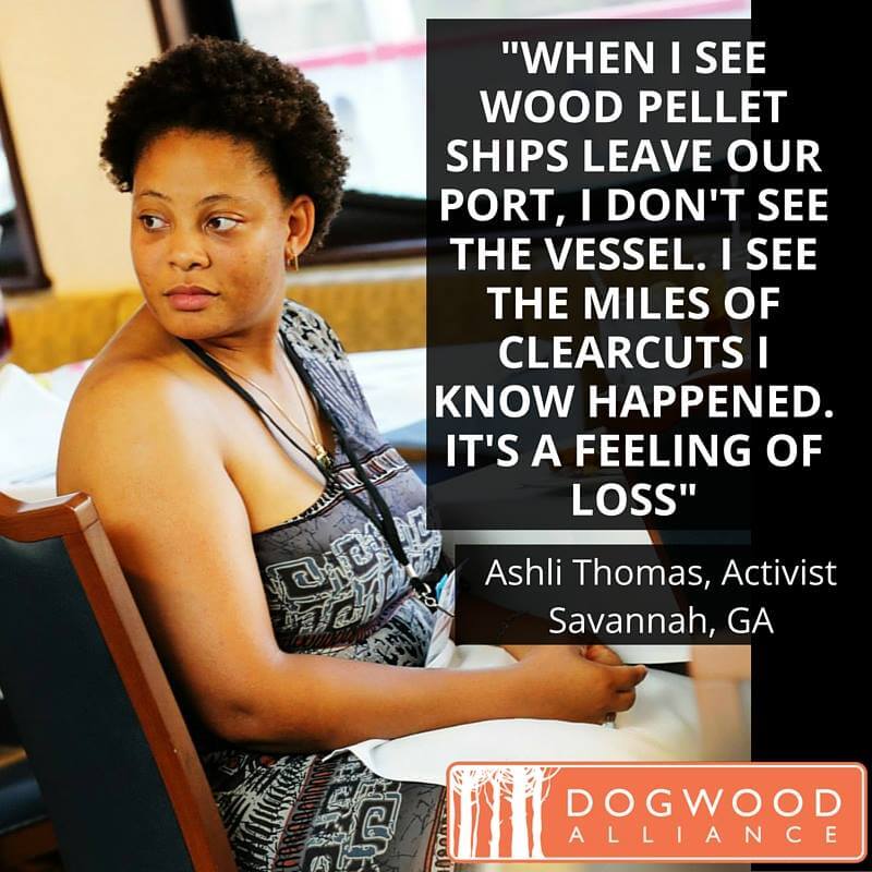 Ashli, activist in Savannah, describes seeing wood pellets leave her town