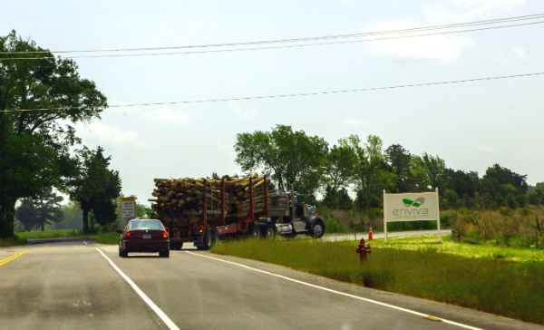 After following trucks from the logging site we trace them directly back to the Enviva facility. Making certain that the site is being sourced for pellets.