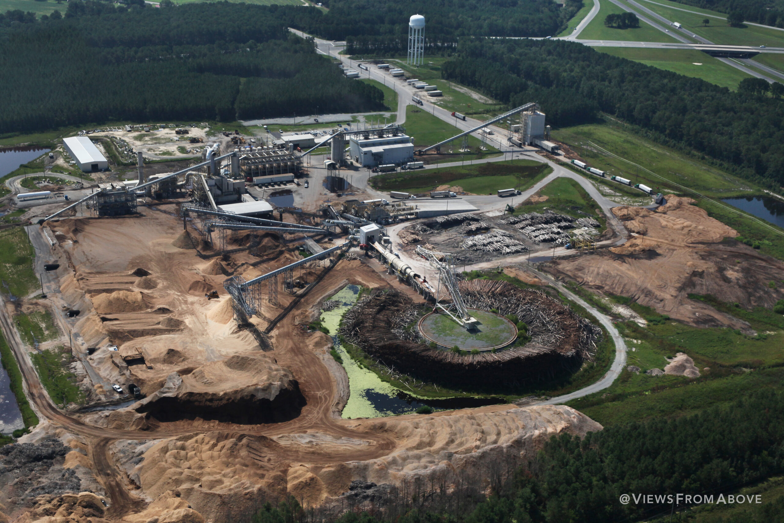 a wood pellet mill from the sky