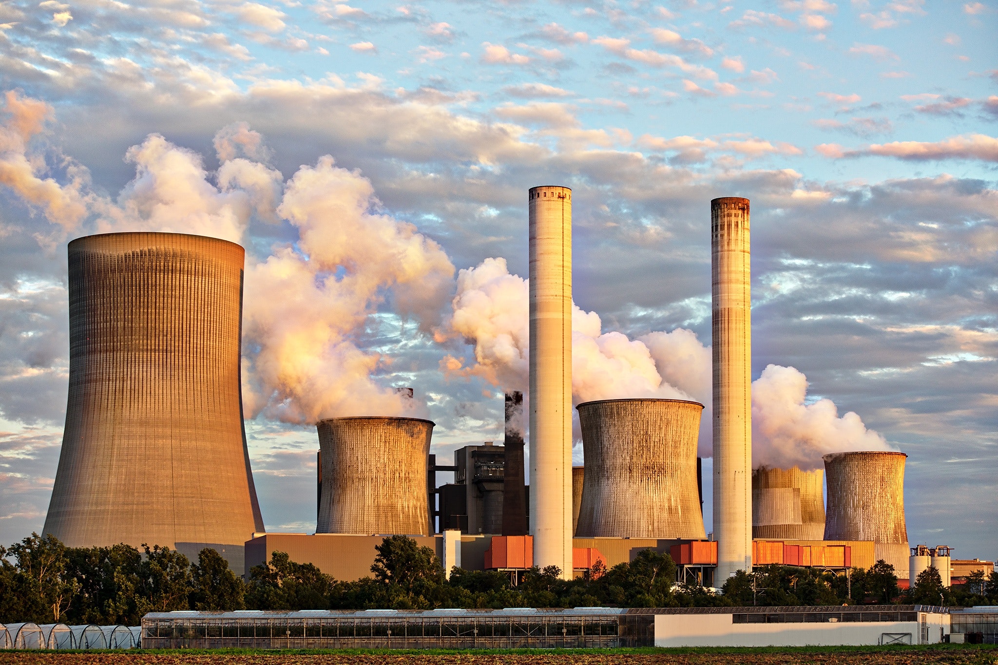a factory emits smoke